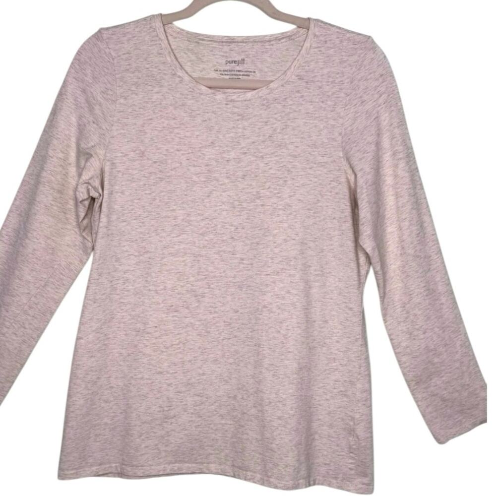 Pure Jill BEIGE LONG SLEEVE PIMA COTTON T-SHIRT SIZE MEDIUM